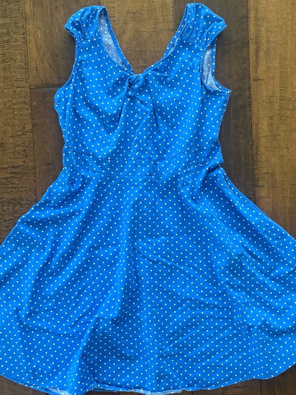 Sucrafas blue and white polka dot retro 1950’s style fit and flare dress Sz.12